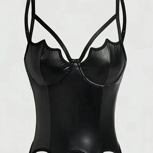 Black Scalloped Crop Top